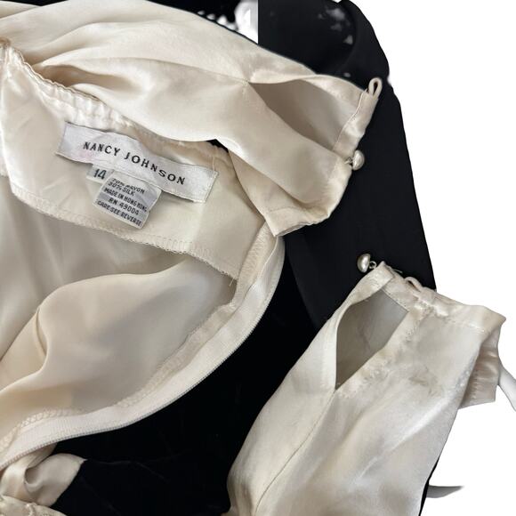 Vintage Nancy Johnson Off-Shoulder Velvet & Lace Midi Dress – Sz 14 - Picture 6 of 16